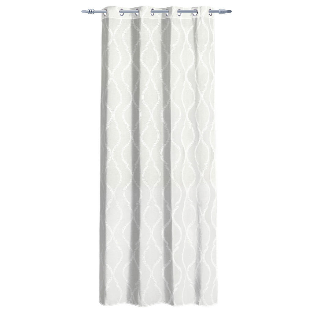 Thumbnail - Ösenvorhang Ornament weiß B/L: ca. 135x245 cm