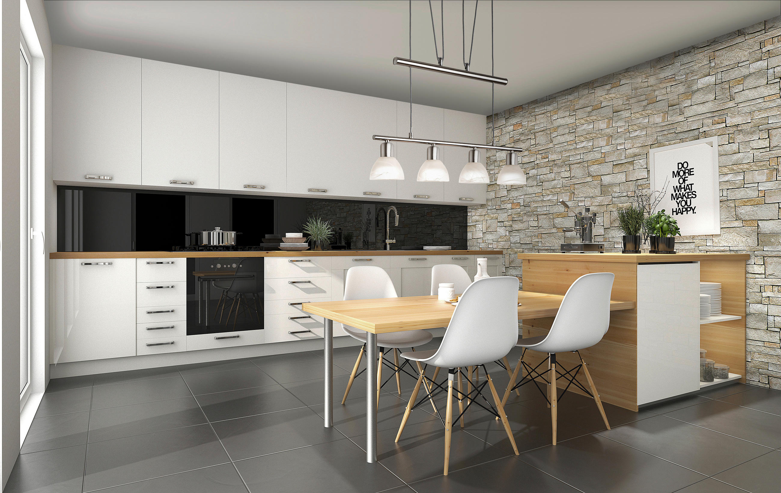 Thumbnail - Nowa Pendelleuchte 31890401 weiß silber Metall B/H/T: ca. 60x150x10 cm E14 4 Brennstellen