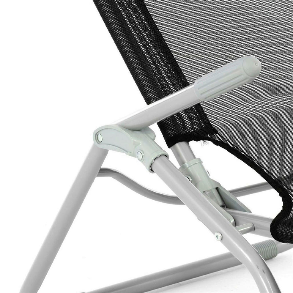 Thumbnail - VCM Gartenliege schwarz Stahl B/H/L: ca. 48x100x160 cm