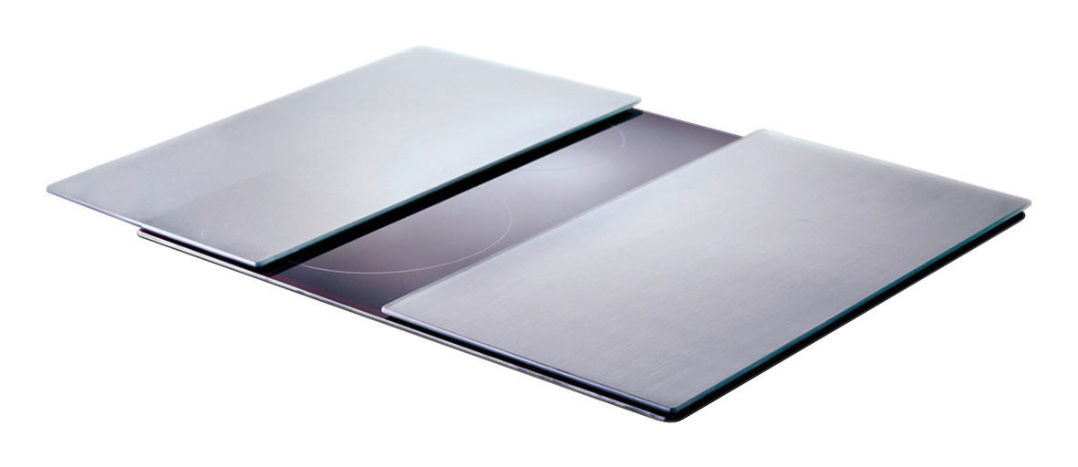 Zeller Herd-/Schneideabdeckplatten-Set Metall silber Glas B/H/L: ca. 30x0,8x52 cm