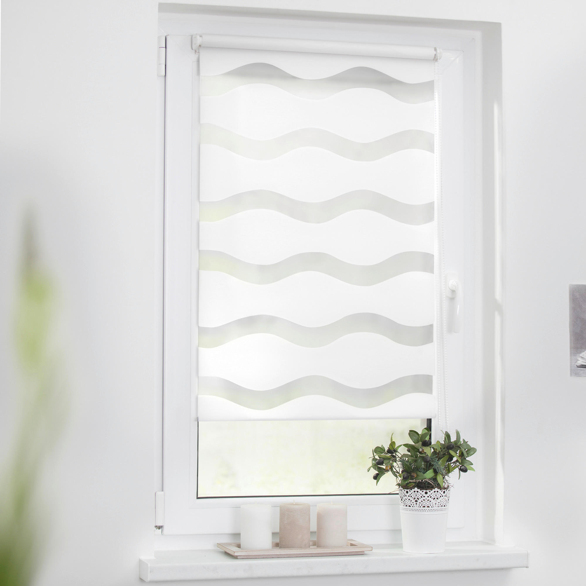 LICHTBLICK Doppelrollo Duo Welle weiß B/L: ca. 90x220 cm