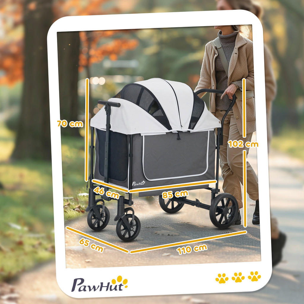 Thumbnail - PawHut Hundewagen dunkelgrau Stahl B/H/L: ca. 65x102x110 cm