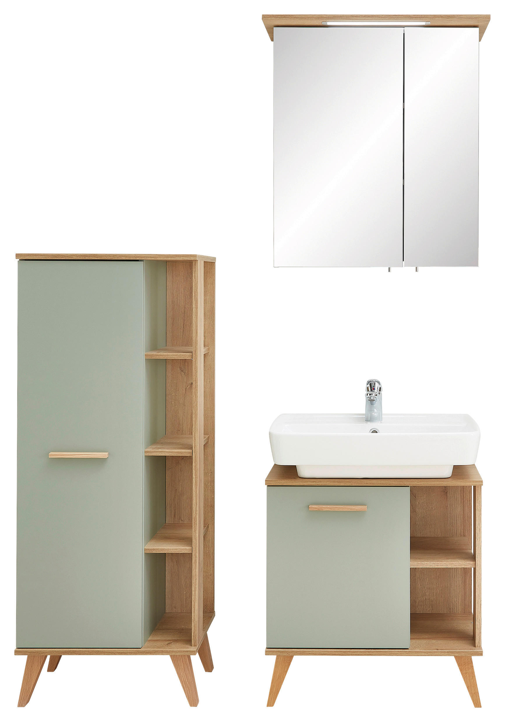 Thumbnail - Badezimmer-Set Quickset 963 salbei Nachbildung Eiche Riviera Nachbildung B/H/T: ca. 111x200x33 cm