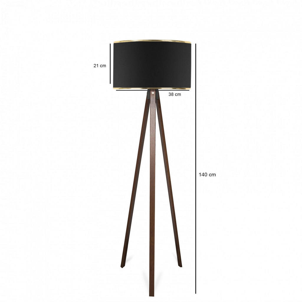 Thumbnail - Opviq Stehleuchte schwarz Holz B/H/T/L/D: ca. 38x140x38x38x38 cm E27 1 Brennstellen