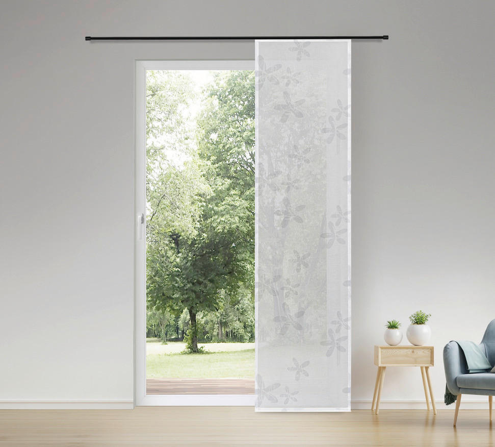 Thumbnail - Happy Home Schiebevorhang Blume hellgrau B/L: ca. 60x245 cm