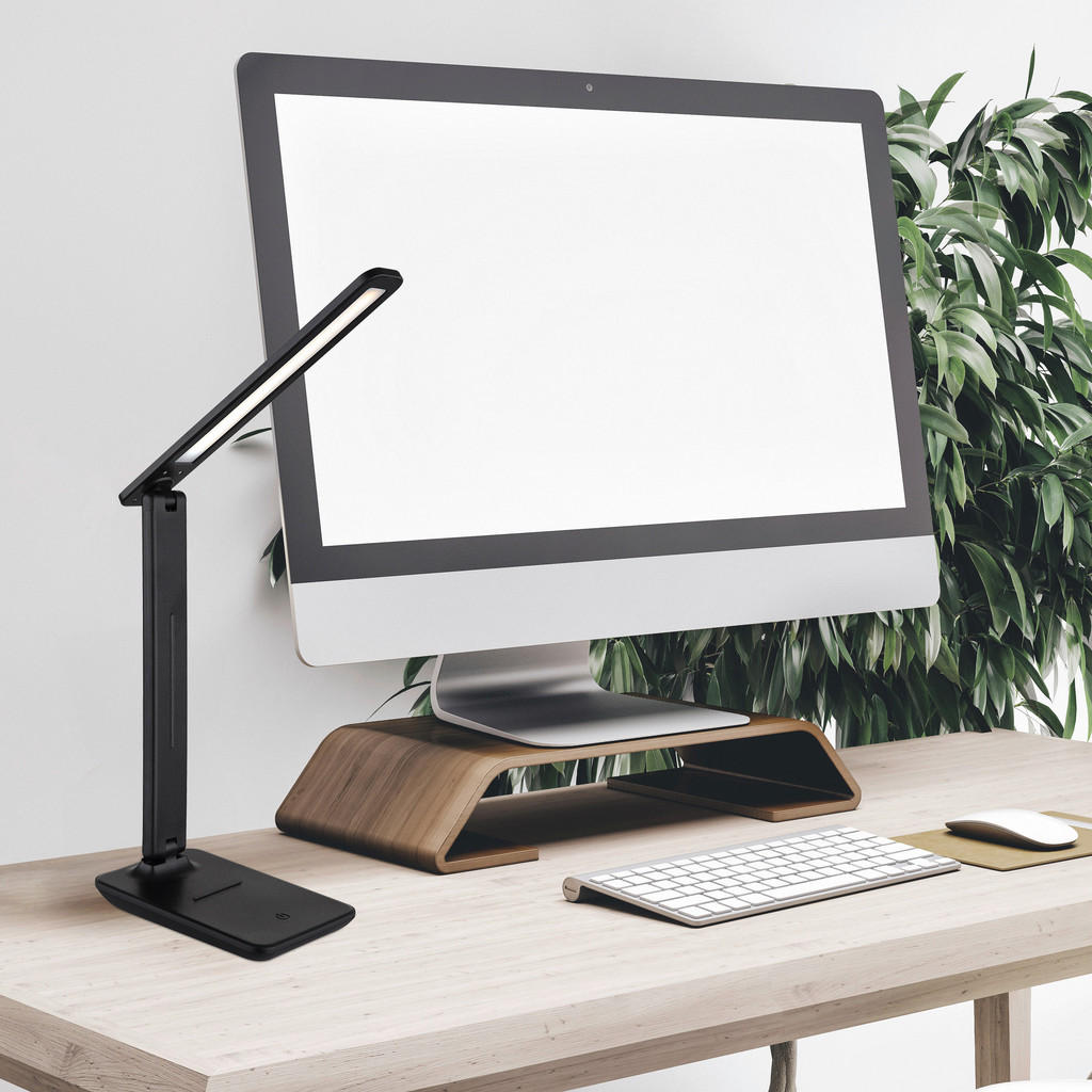 Thumbnail - GLOBO LED-Tischleuchte Opal schwarz Kunstleder Kunststoff B/H/T: ca. 11,5x50x28 cm