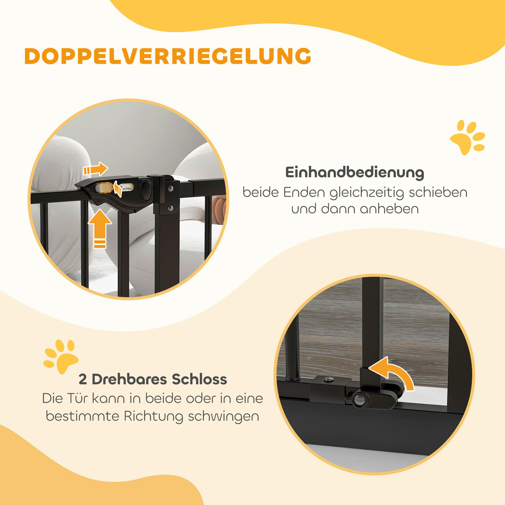 Thumbnail - PawHut Türschutzgitter schwarz Metall B/H/L: ca. 2x77x94 cm