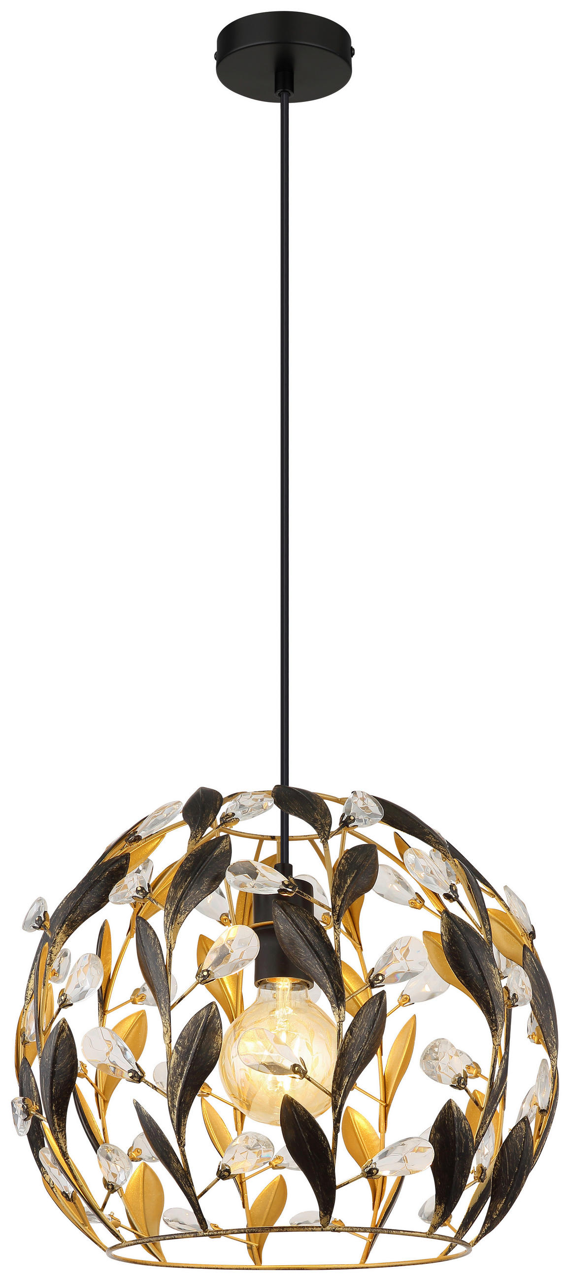 GLOBO Pendelleuchte MIKA 15759H gold schwarz Metall H/D: ca. 150x40 cm E27 1 Brennstellen