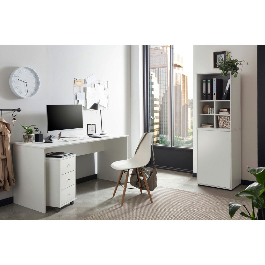 Thumbnail - Schreibtisch Serie 400 perlweiß Optik B/H/T: ca. 150x73,6x65 cm