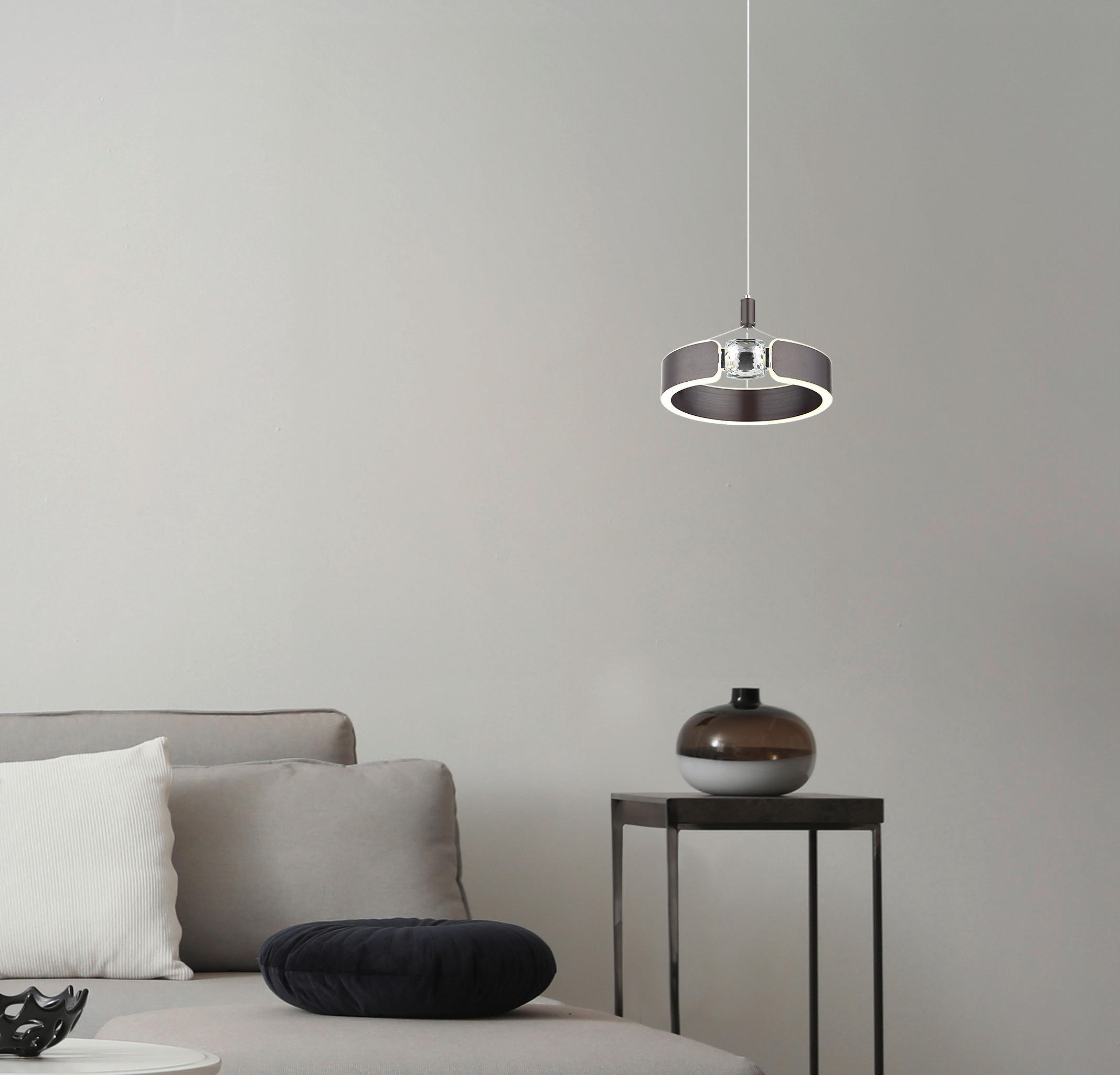 Thumbnail - GLOBO LED-Pendelleuchte bronze Opal Metall Acryl H/L: ca. 125x22 cm