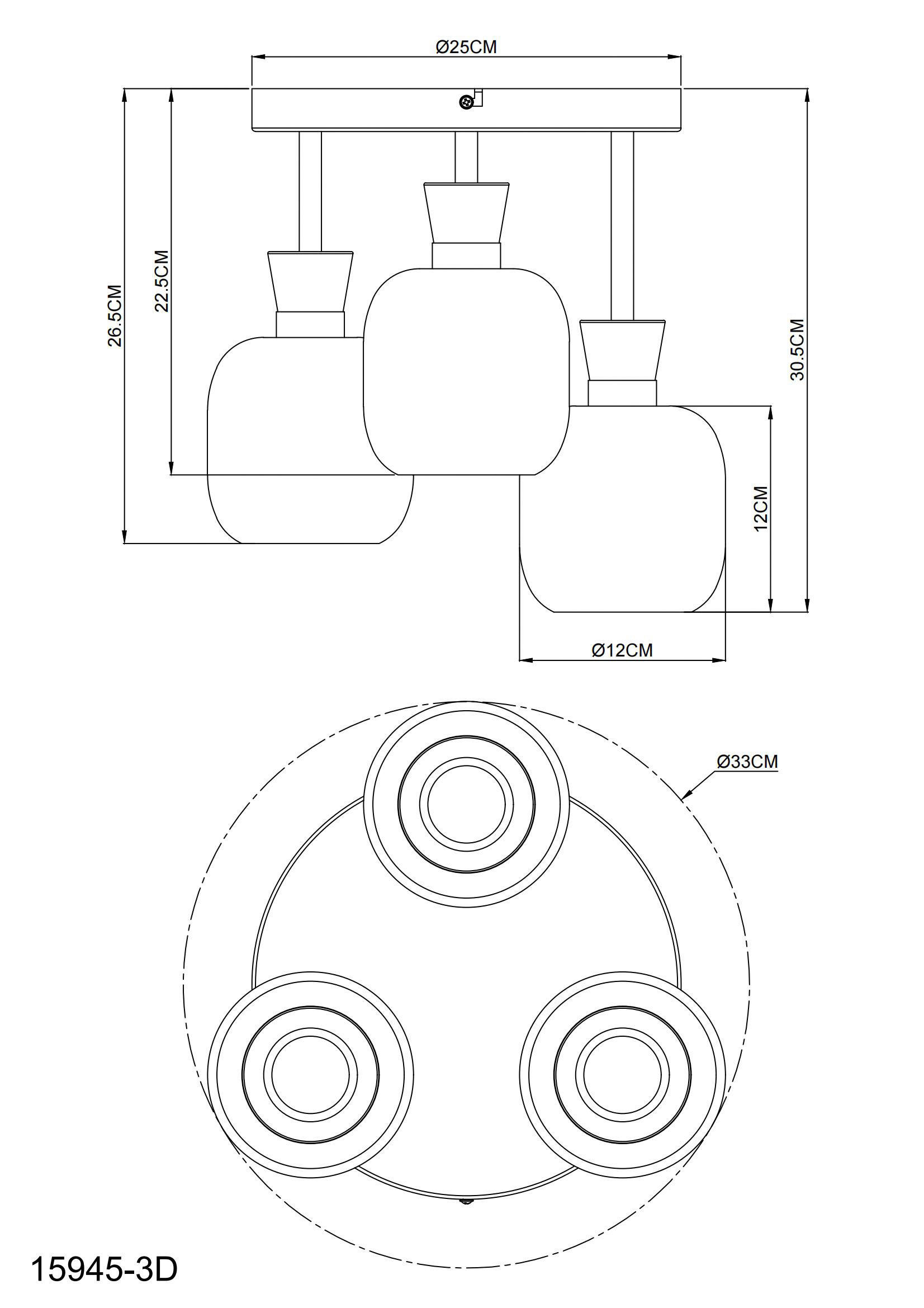 Thumbnail - GLOBO Deckenleuchte Chrom schwarz Metall Glas B/H/L: ca. 21x32x29 cm 3 Brennstellen