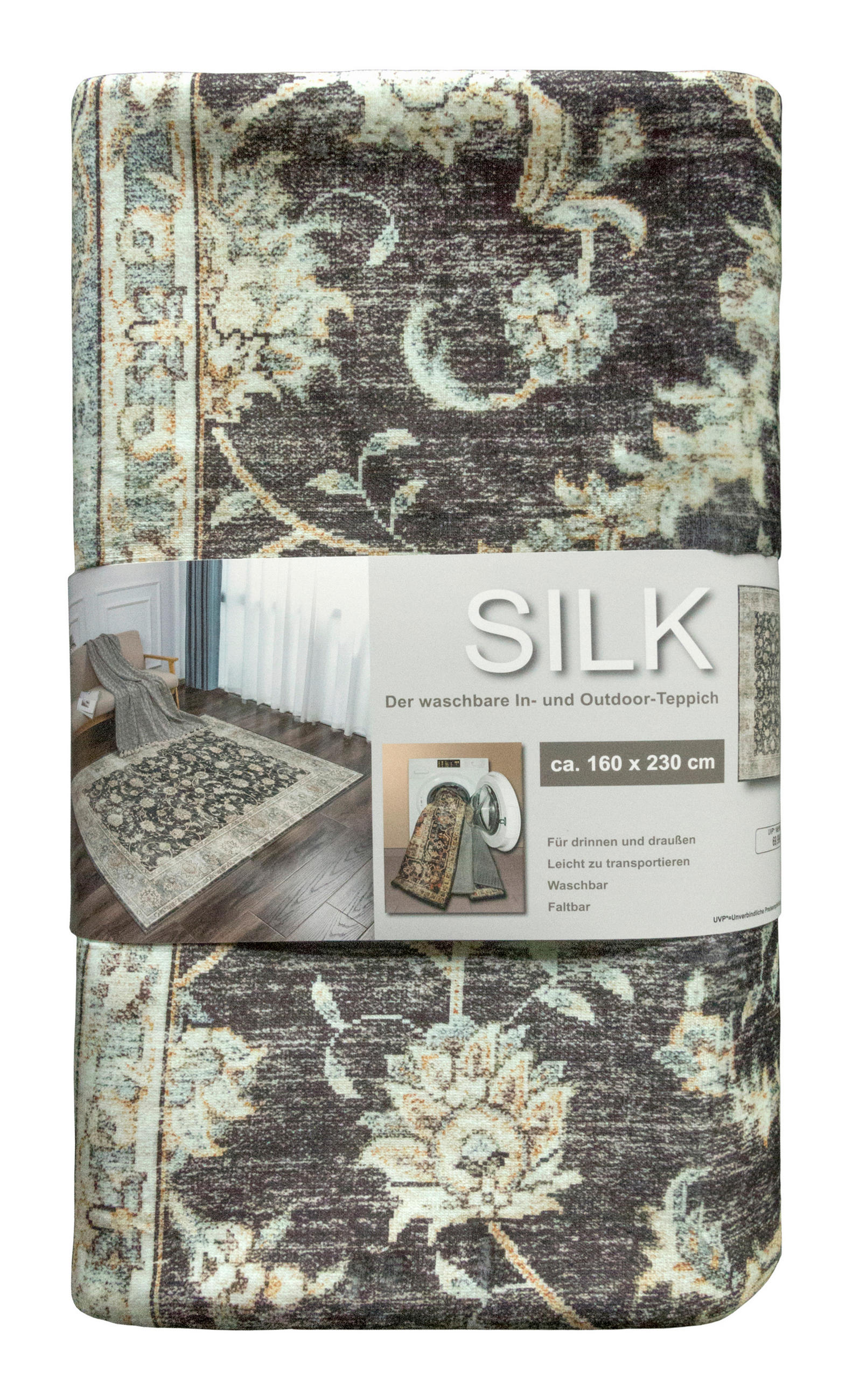 Thumbnail - Teppich Silk grau B/L: ca. 120x160 cm