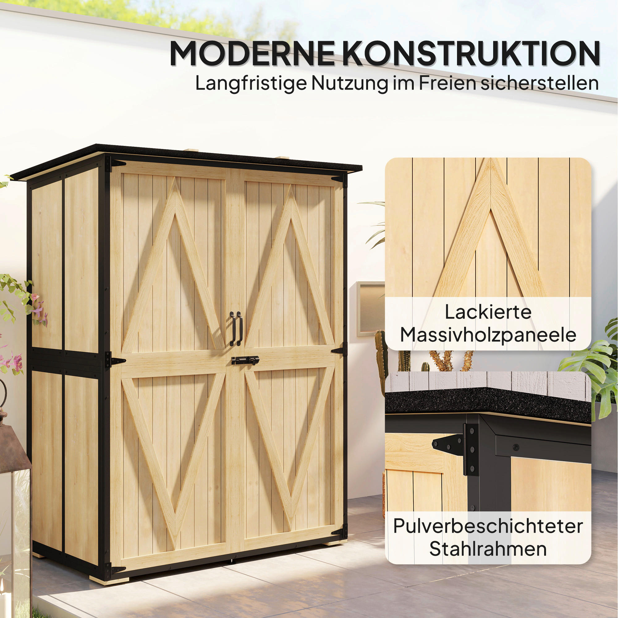 Thumbnail - Outsunny Gartenschrank Holzoptik Holz B/H/L: ca. 74x173x140 cm