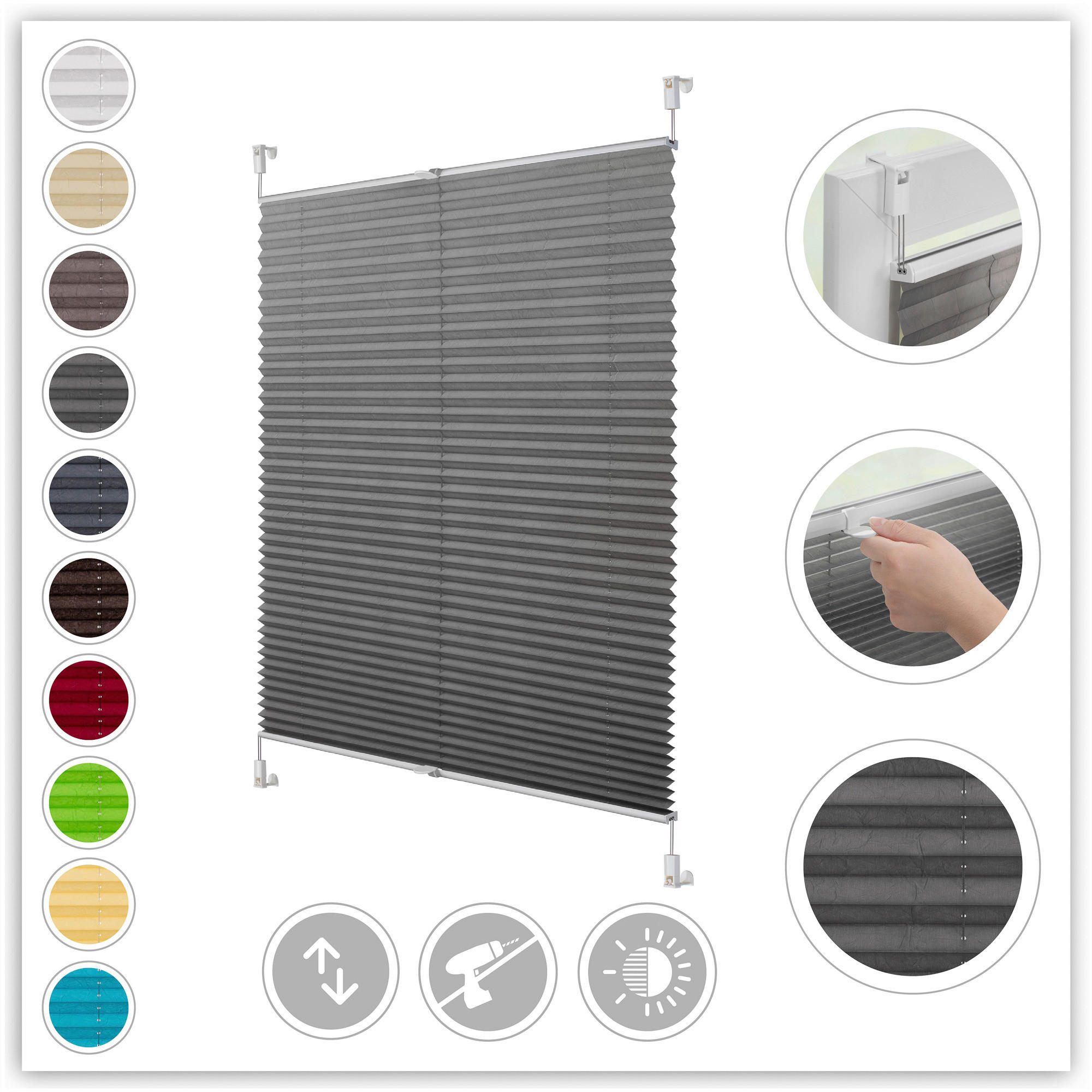 Thumbnail - LICHTBLICK Spannplissee hellgrau B/L: ca. 90x210 cm