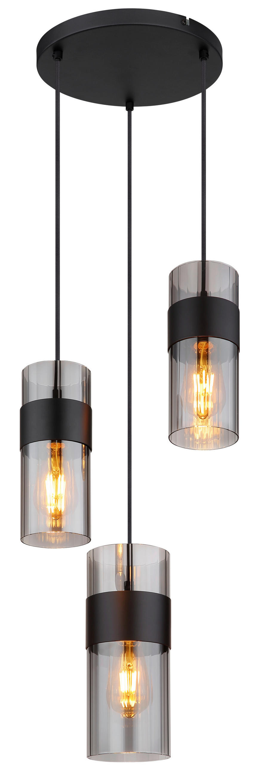 GLOBO Pendelleuchte schwarz Metall H/D: ca. 150x34 cm E27 3 Brennstellen