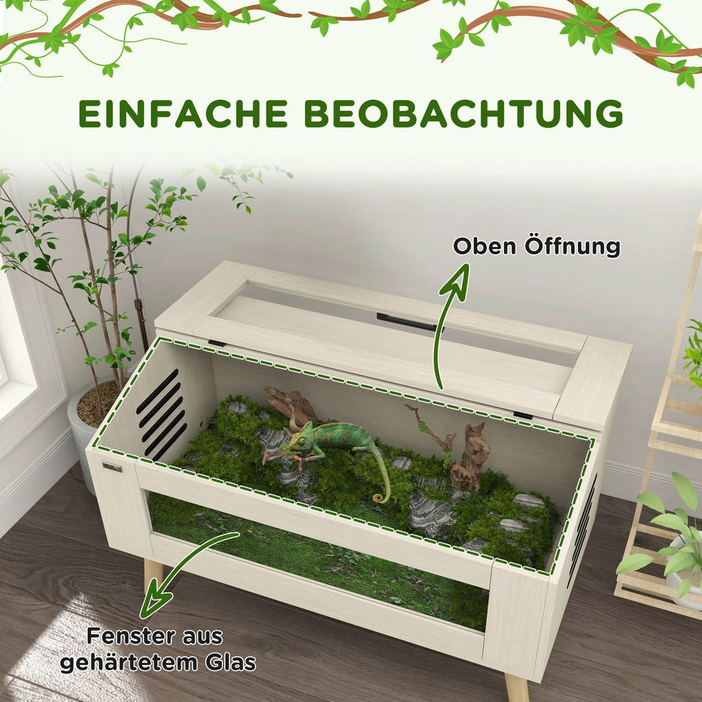 Thumbnail - PawHut Terrarium Eiche Spanplatte B/H/L: ca. 50x60x100 cm