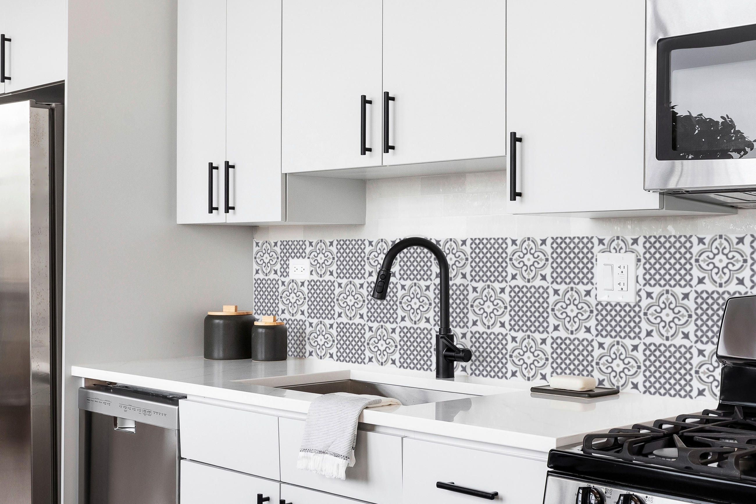 Thumbnail - d-c-fix Wandfliese selbstklebend grau B/L: ca. 15,25x15,25 cm