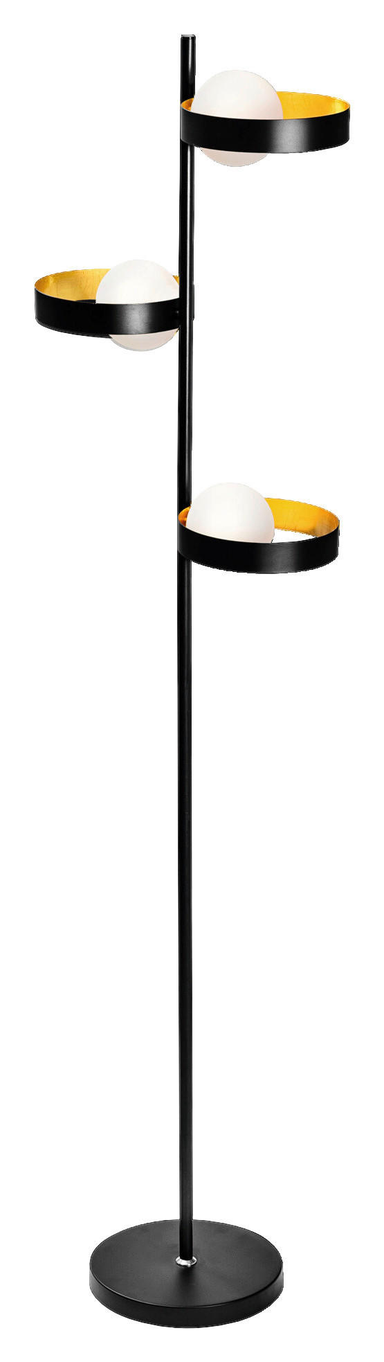 LEDVANCE Stehleuchte Memphis schwarz gold weiß Metall Glas H/D: ca. 148x38,8 cm G9 3 Brennstellen