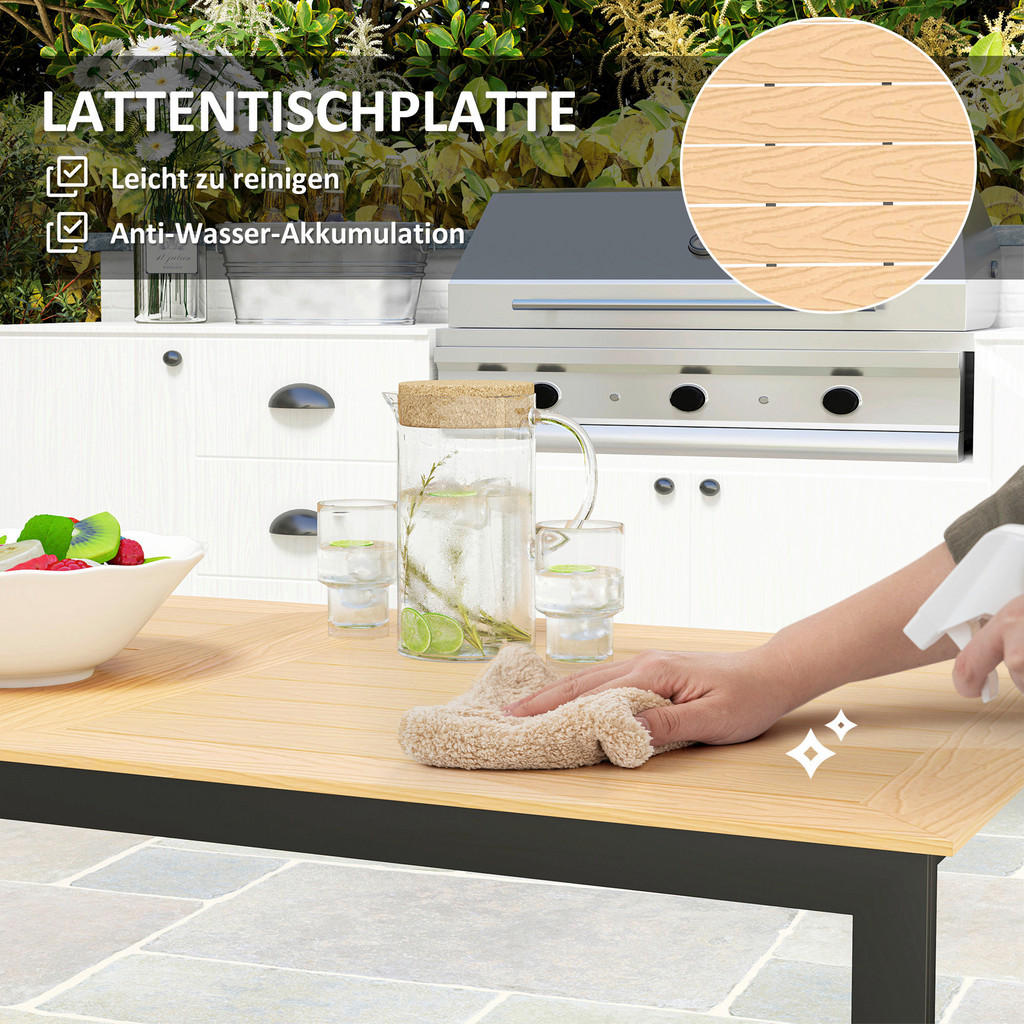 Thumbnail - Outsunny Gartentisch taupe Metall B/H/L: ca. 80x75x160 cm