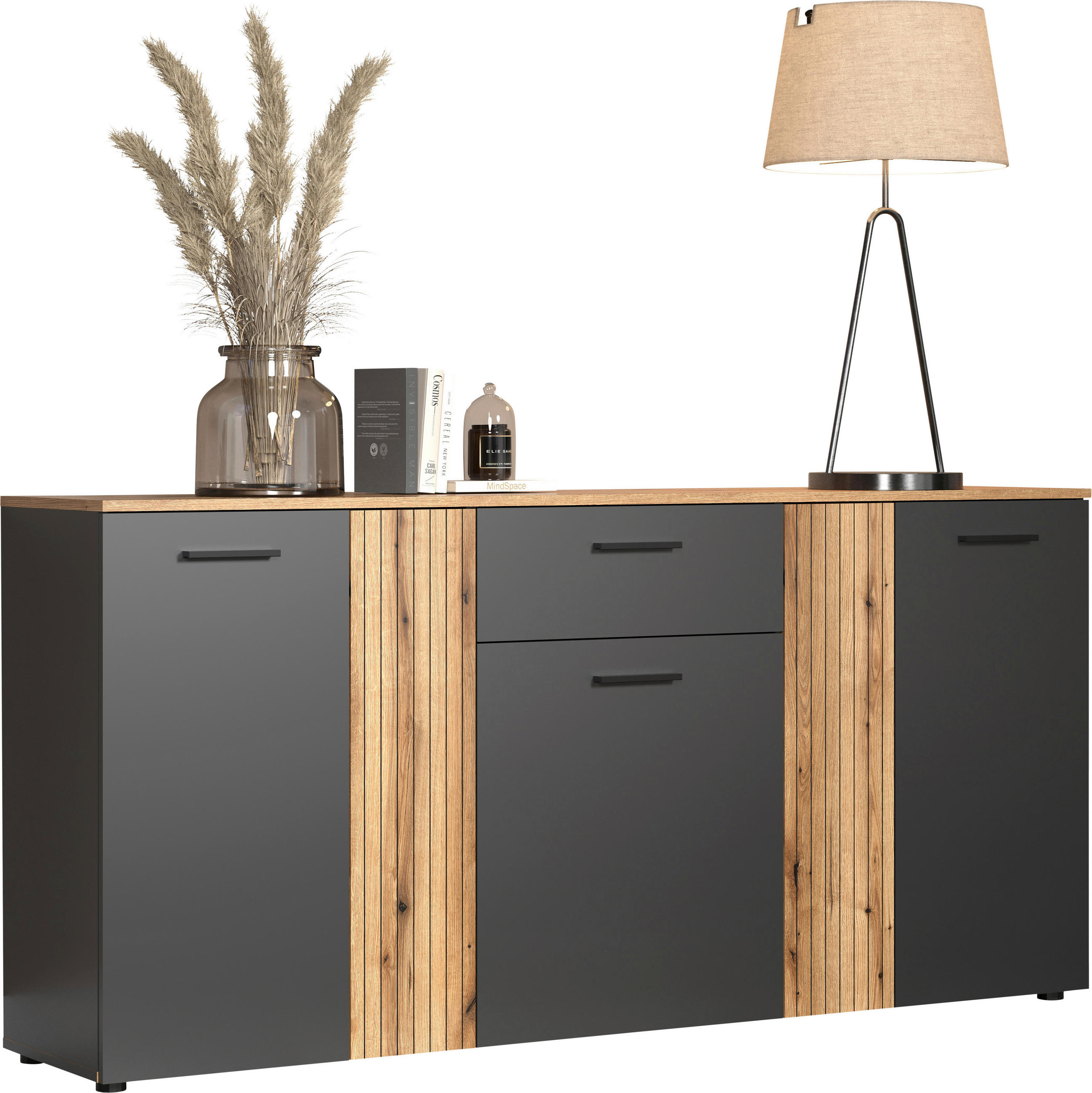 Thumbnail - Kommode Esteban anthrazit Eiche Evoke Coast Nachbildung B/H/T: ca. 181x86x38 cm