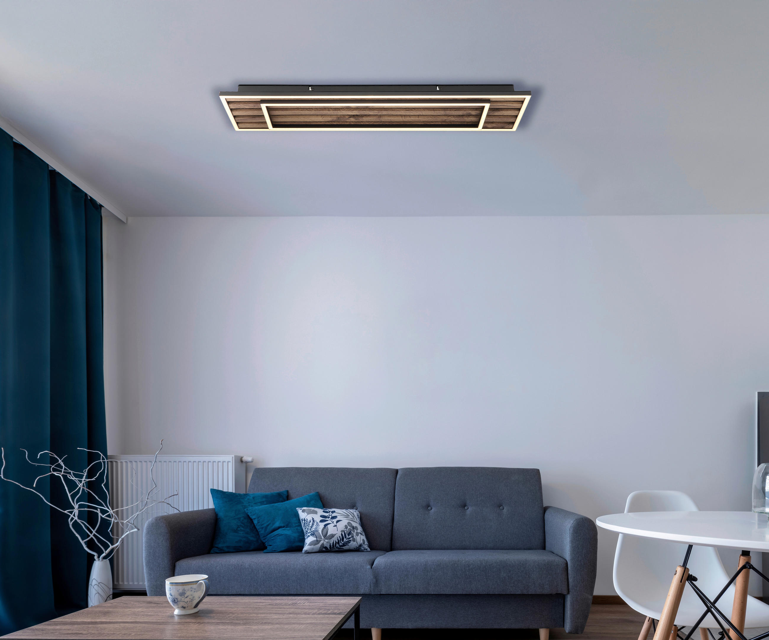 Thumbnail - GLOBO LED-Deckenleuchte WOODY 67345D2 schwarz Kunststoff MDF Metall B/H/L: ca. 20x6x80 cm 1 Brennstellen