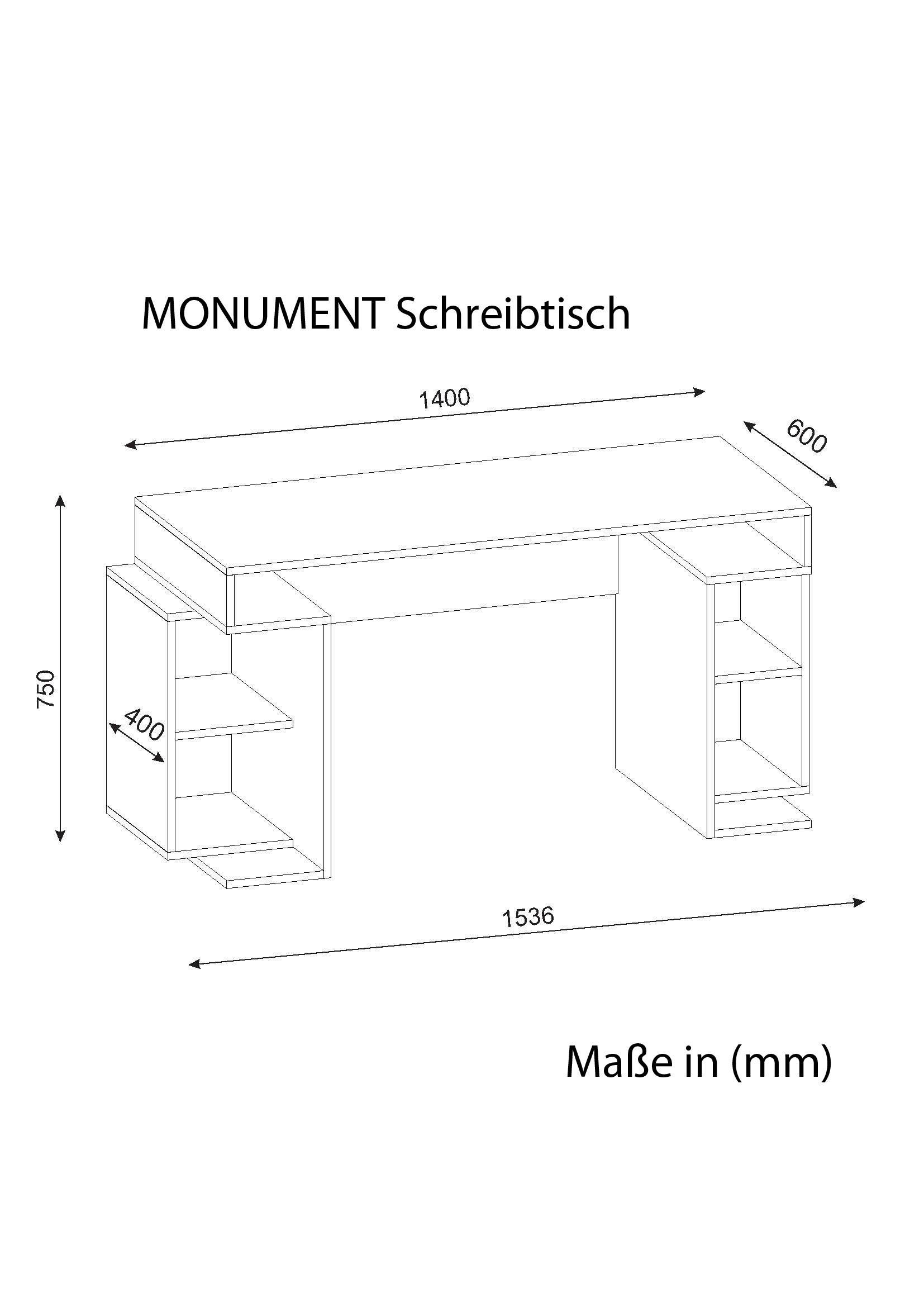 Thumbnail - Schreibtisch Monument weiß rot B/H/T: ca. 140x75x75 cm