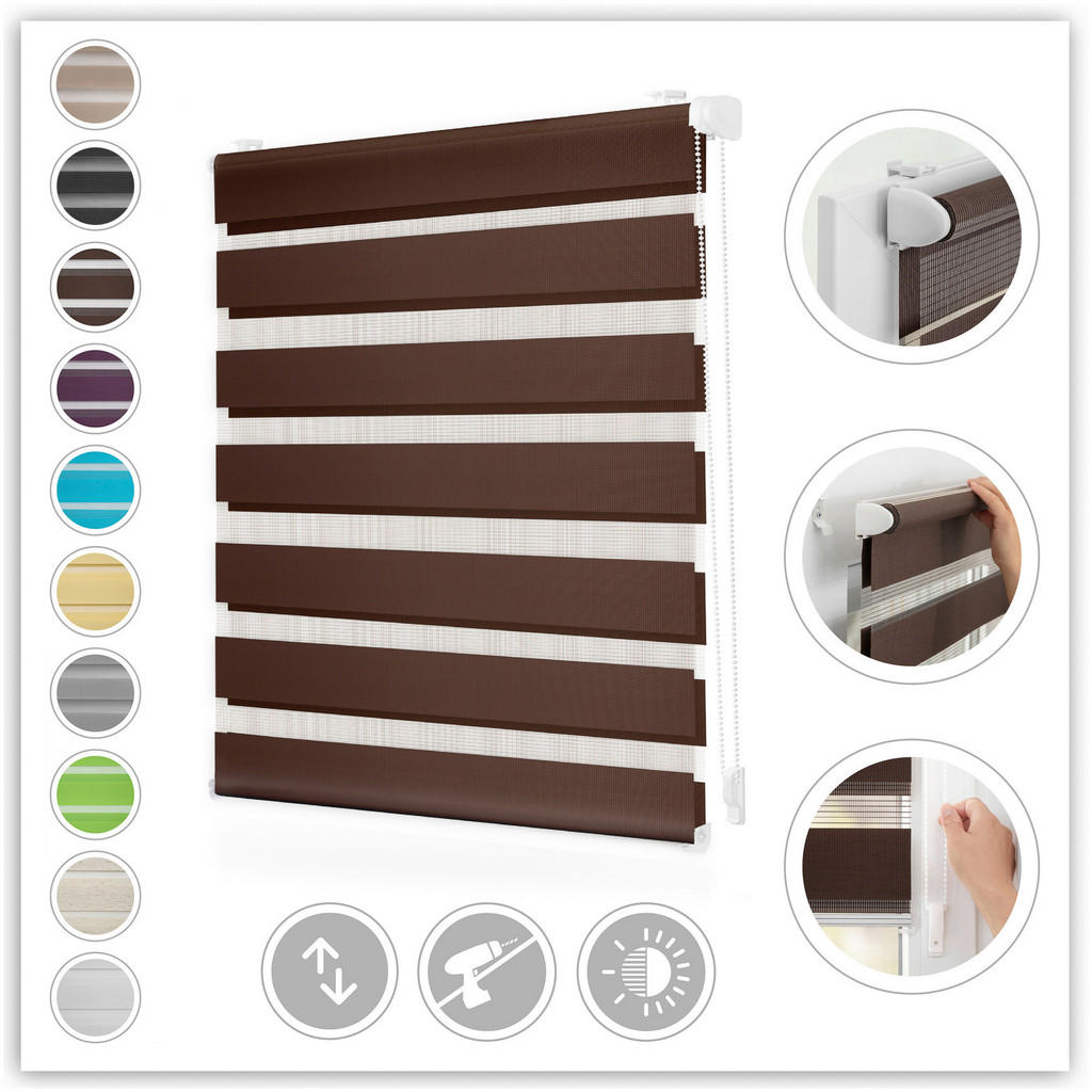 Thumbnail - LICHTBLICK Doppelrollo Duo dunkelbraun B/L: ca. 70x220 cm