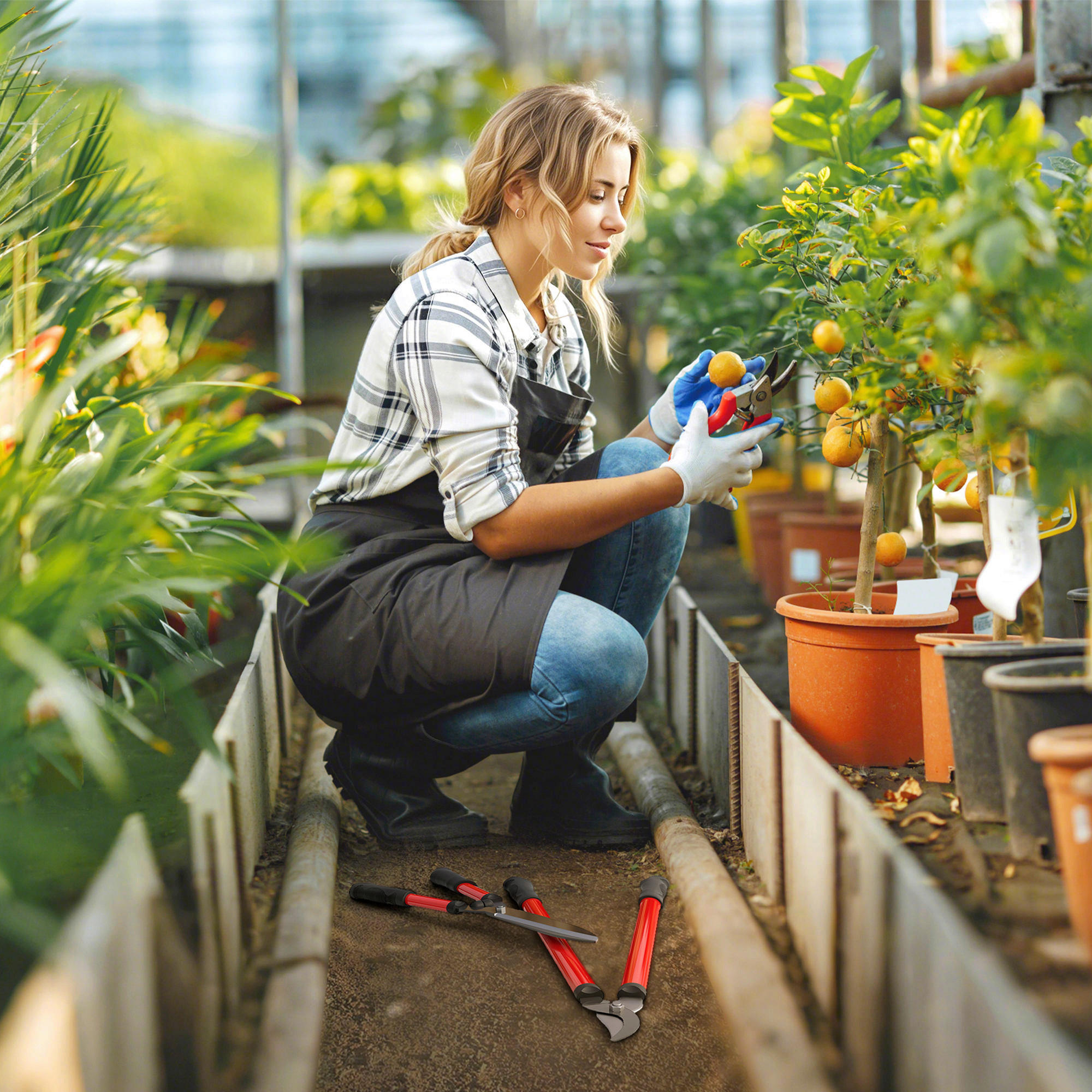 Thumbnail - Outsunny Gartenwerkzeug-Set rot Kunststoff B/H/L: ca. 20x2,4x65 cm