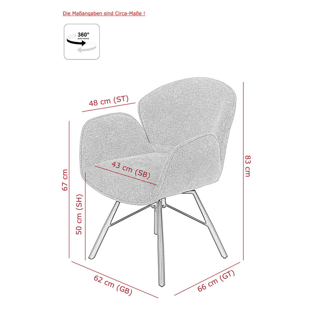 Thumbnail - Sessel Bristol, 2er-Set beige Metall Microfaser B/H/T: ca. 62x83x66 cm
