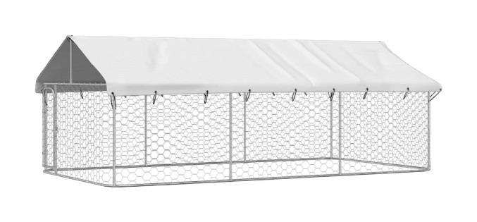 vidaXL Hundezwinger silber Stahl B/H/L: ca. 200x150x400 cm