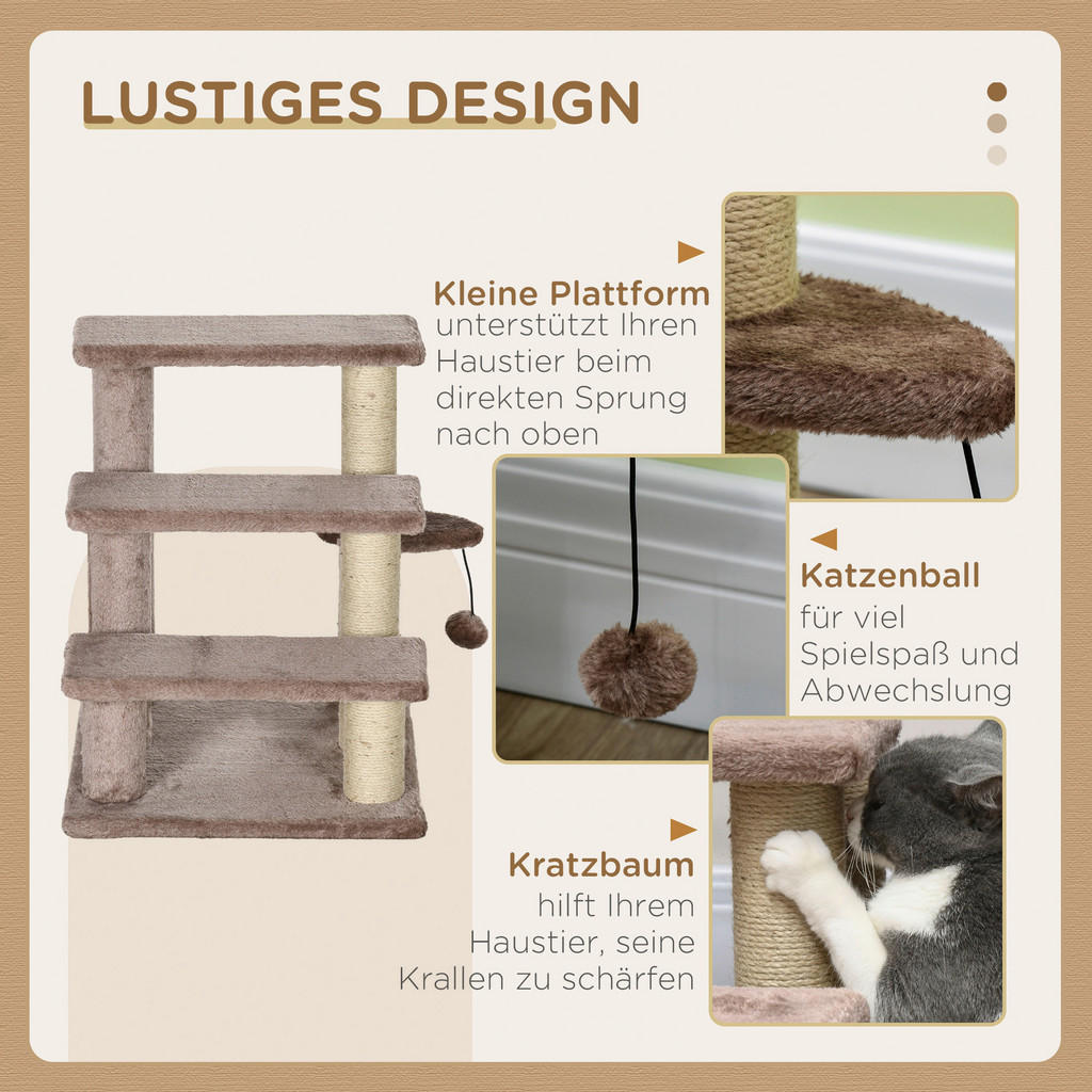 Thumbnail - PawHut Katzentreppe braun Spanplatte B/H/L: ca. 40x48x45 cm