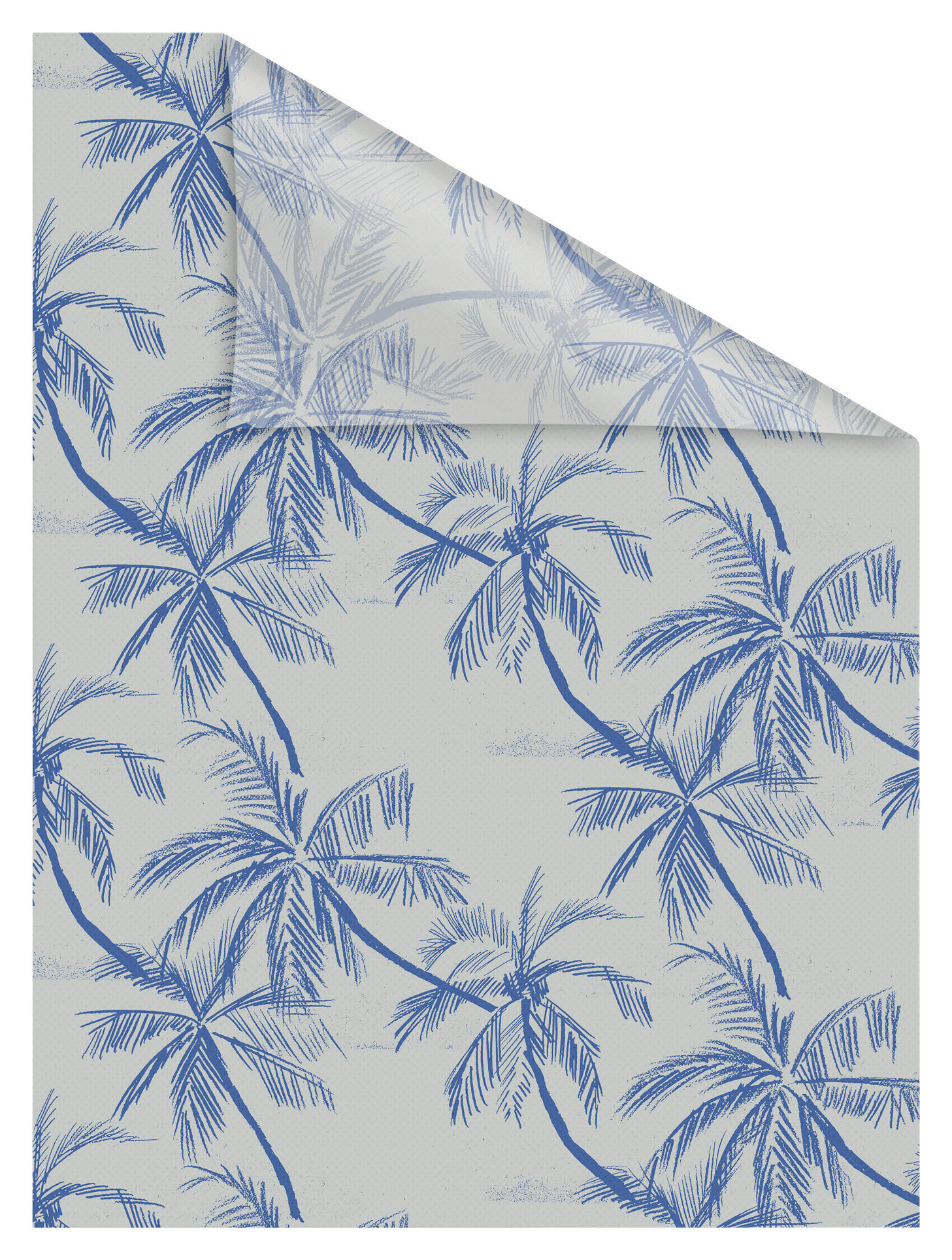 Thumbnail - LICHTBLICK Fensterfolie Blueprint Palms Floral Blueprint Palms blau B/L: ca. 100x180 cm