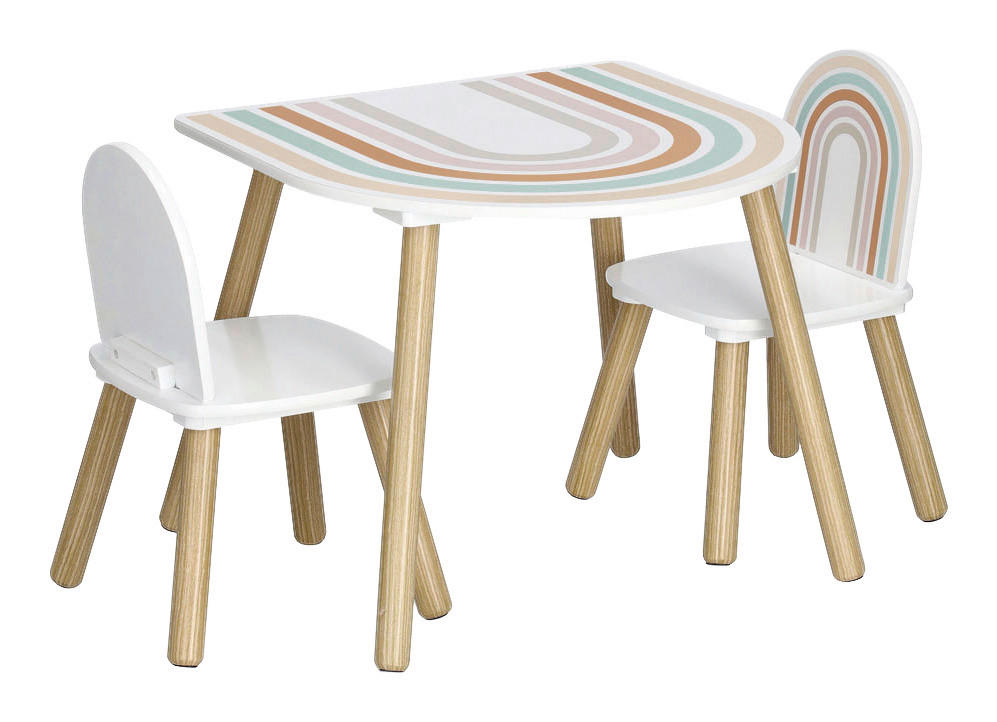 Zeller Kindertisch mit 2 Stühlen Rainbow bunt Kiefer B/H/T: ca. 55x55x45 cm