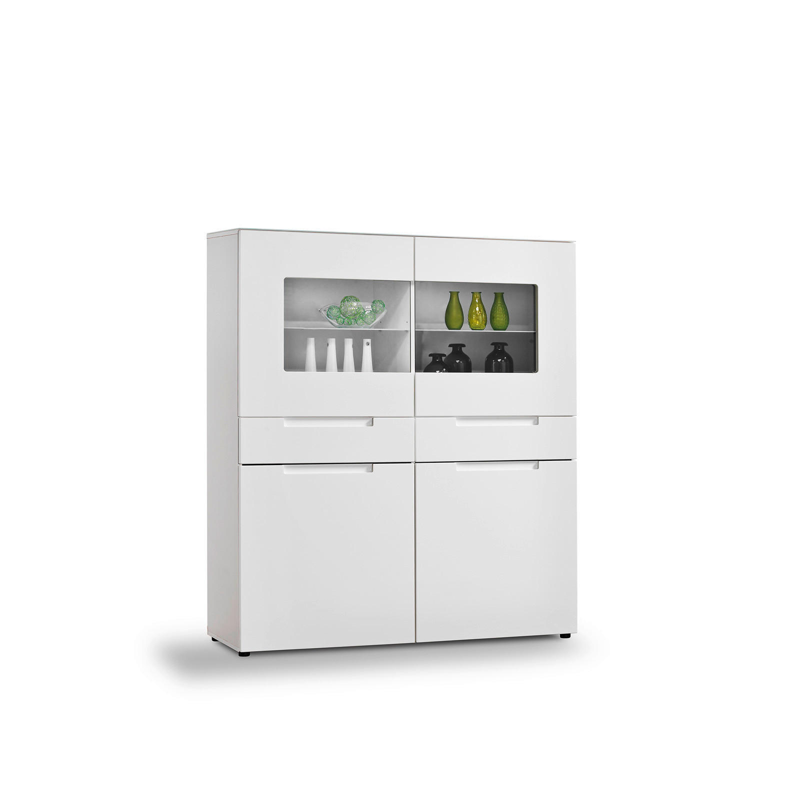 Thumbnail - Highboard Mailand weiß Hochglanz B/H/T: ca. 128x147x40 cm