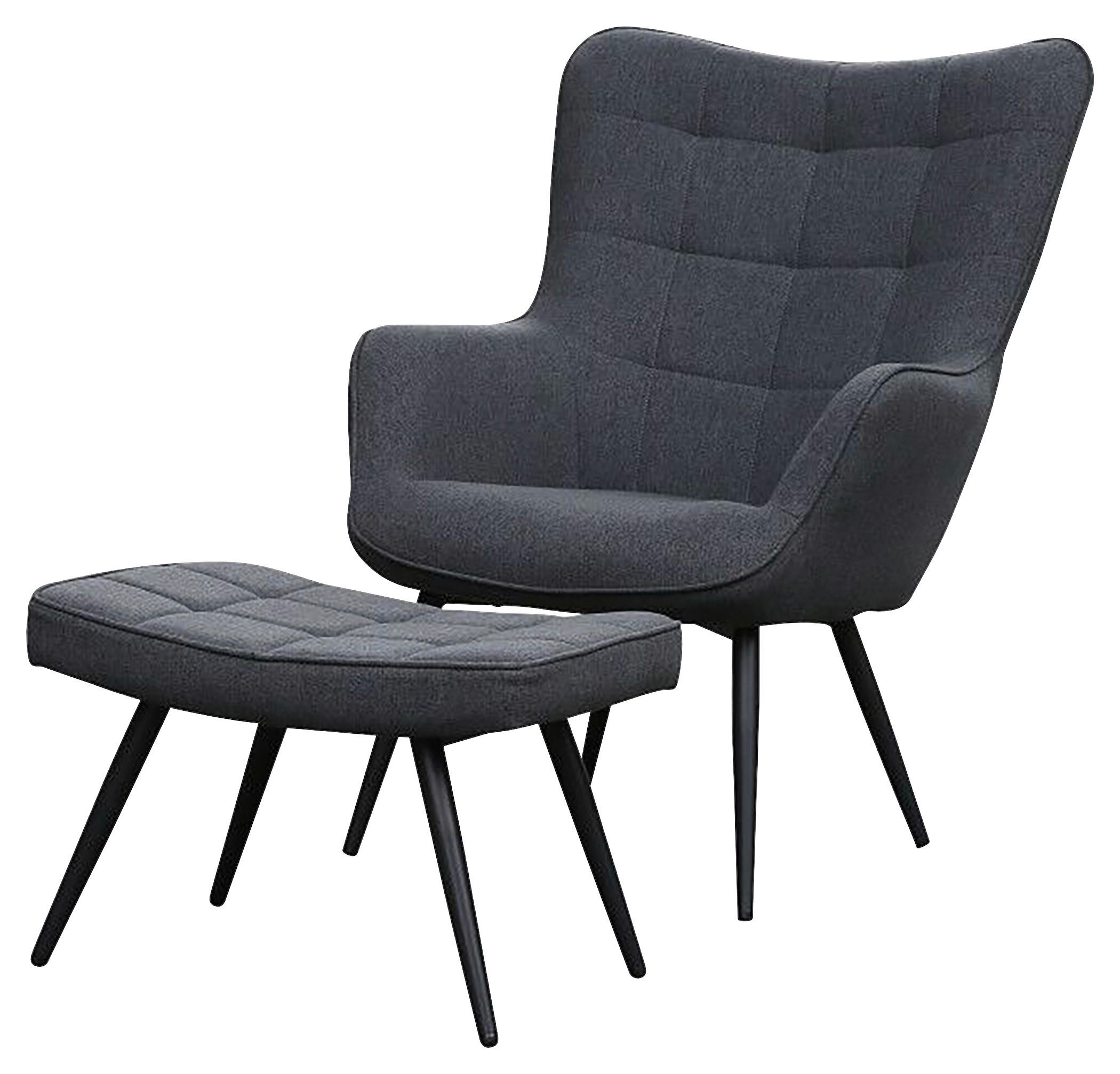 Thumbnail - byLIVING Hocker UTA schwarz schwarz Stoff Metall B/H/T: ca. 60x39x41 cm