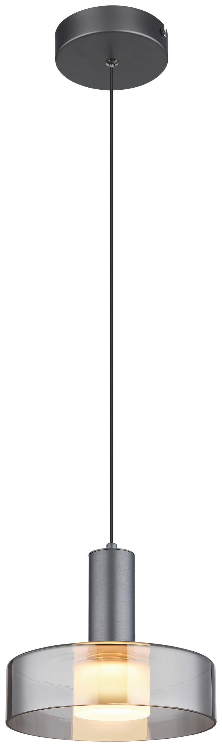 GLOBO Pendelleuchte grau Metall Glas Aluminium H/D: ca. 150x22 cm 1.0 Brennstellen