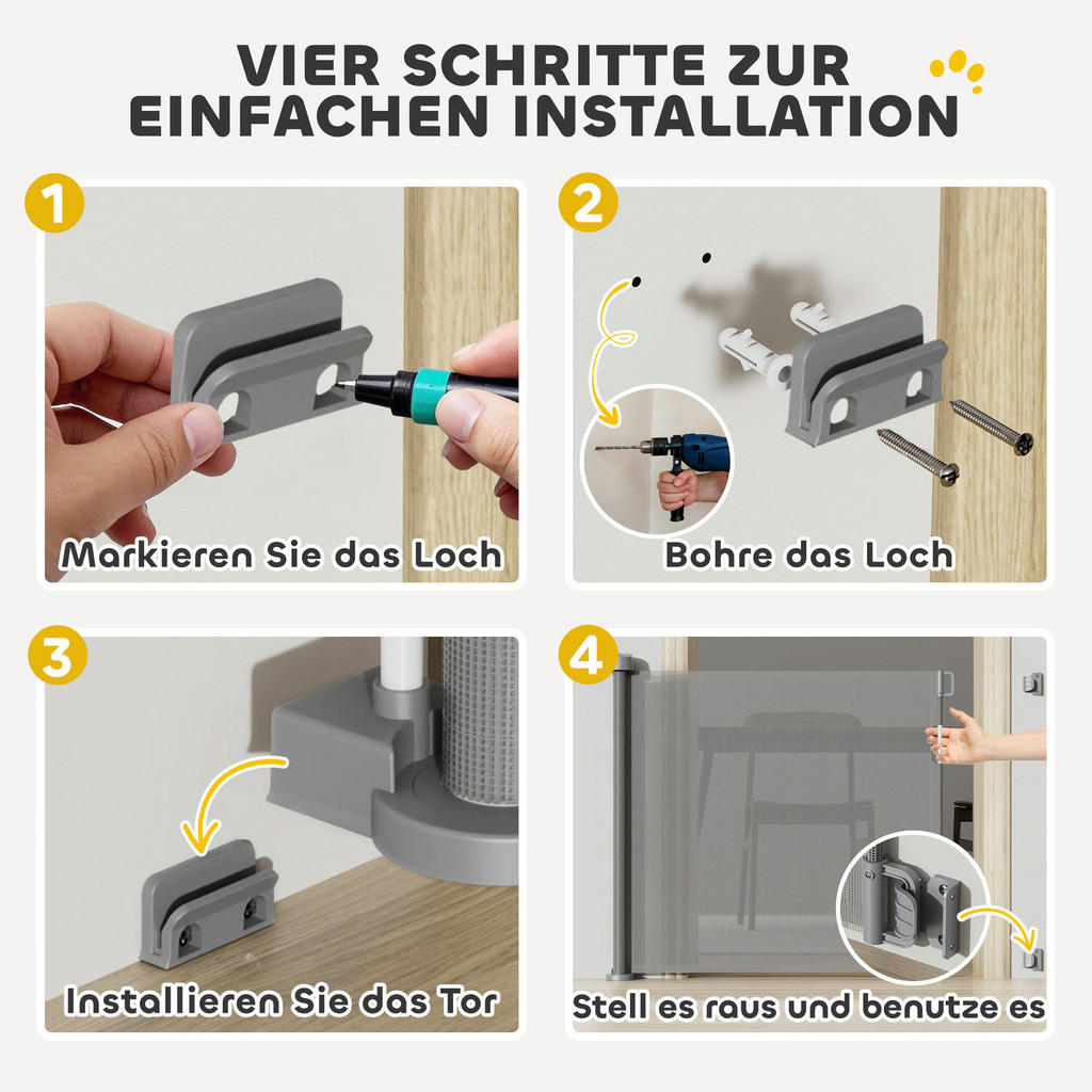 Thumbnail - PawHut Türschutzgitter grau Aluminium B/H/L: ca. 10x87x142 cm