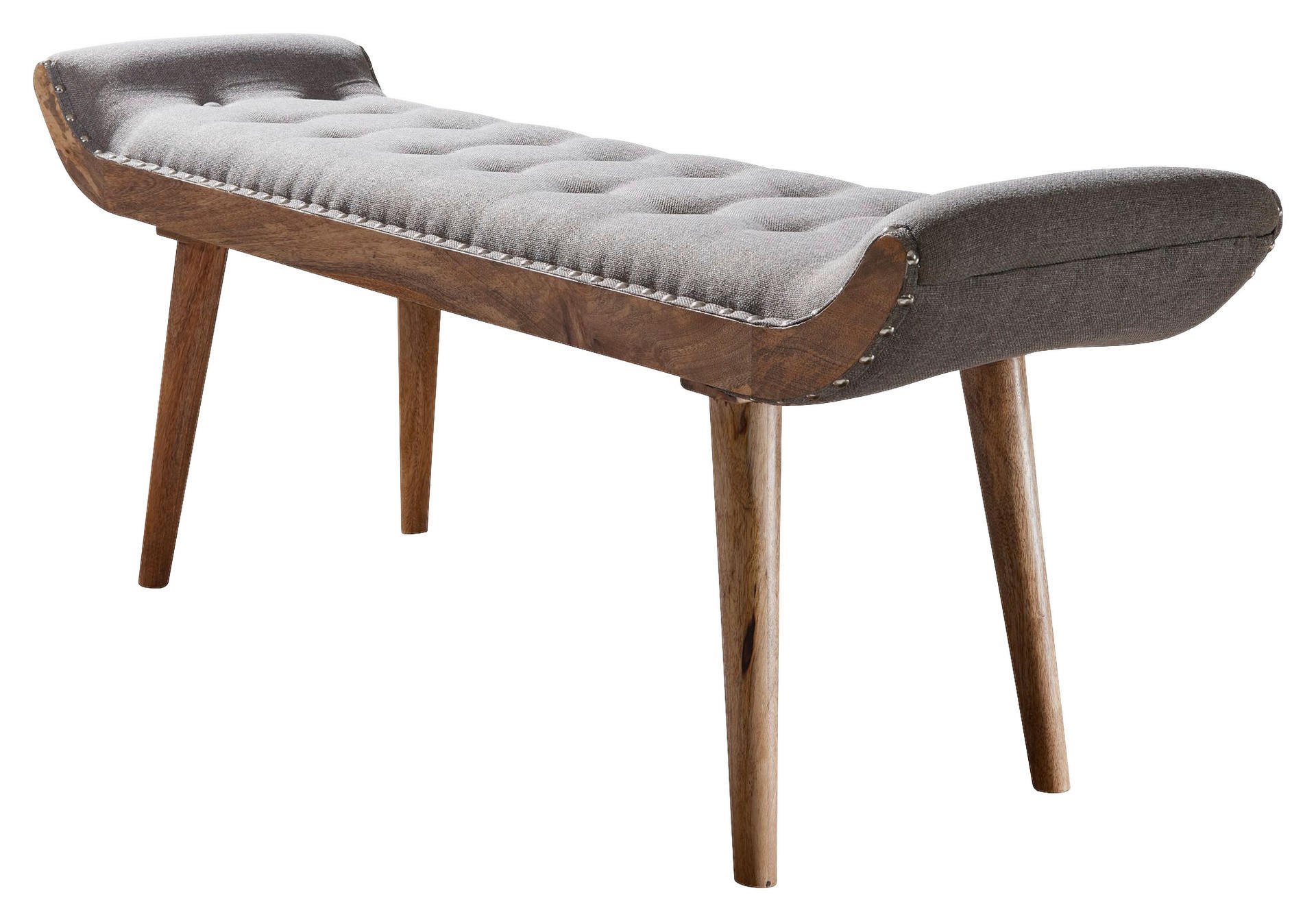 Wohnling Sitzbank grau natur Stoff Echtholz B/H/T: ca. 125x51x38 cm