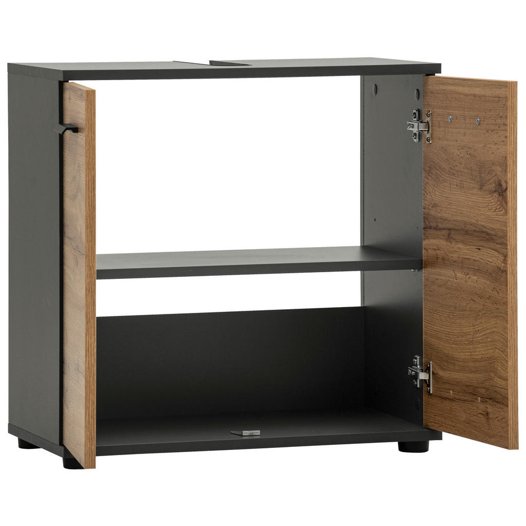 Thumbnail - Waschbeckenunterschrank Lanos Eiche Nachbildung anthrazit B/H/T: ca. 60x60x33 cm