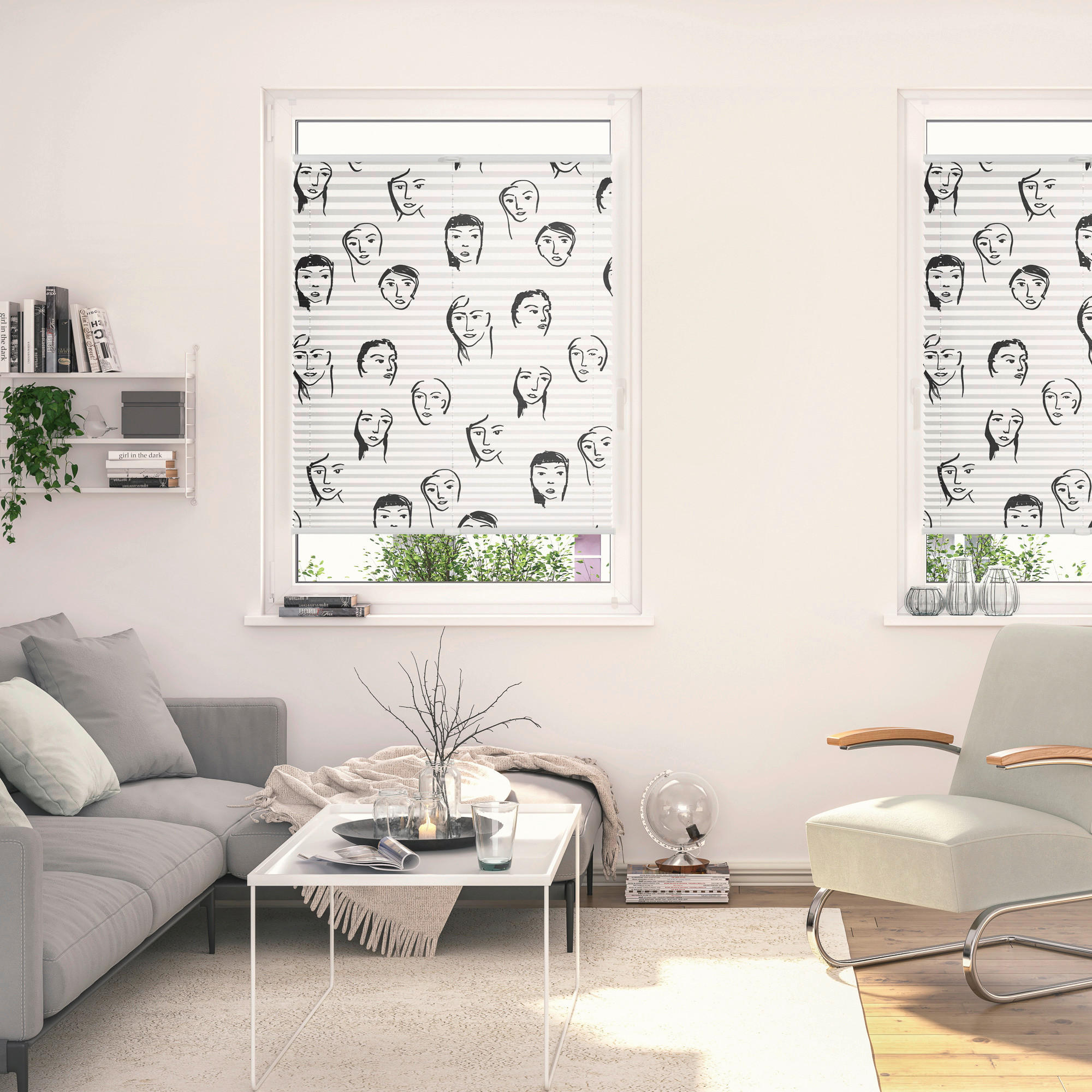 LICHTBLICK Spannplissee Faces schwarz B/L: ca. 80x130 cm