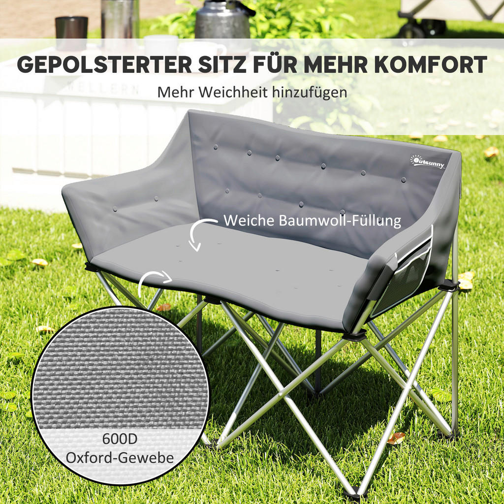 Thumbnail - Outsunny Campingstuhl grau Metall B/H/L: ca. 57x95x120 cm