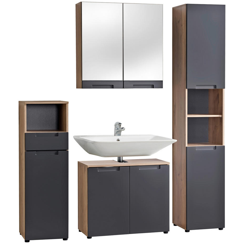 Thumbnail - Spiegelschrank Mailand Eiche Viking Nachbildung anthrazit B/H/T: ca. 70x71x22 cm