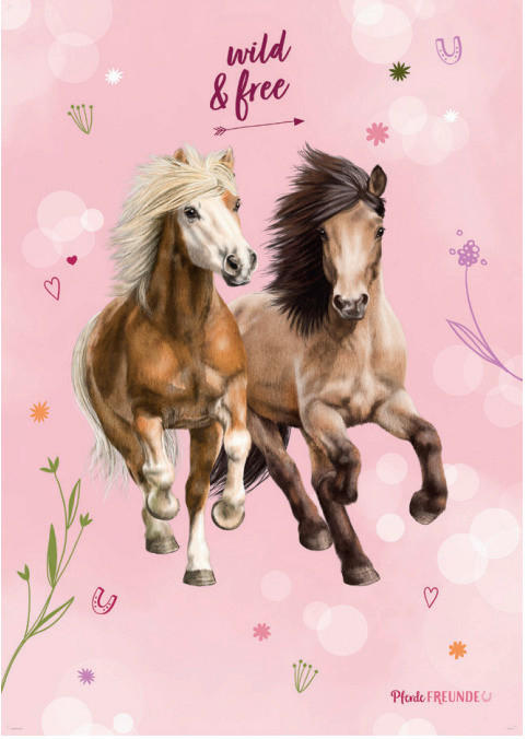 Pferde Freunde Kinderteppich rosa B/L: ca. 80x120 cm
