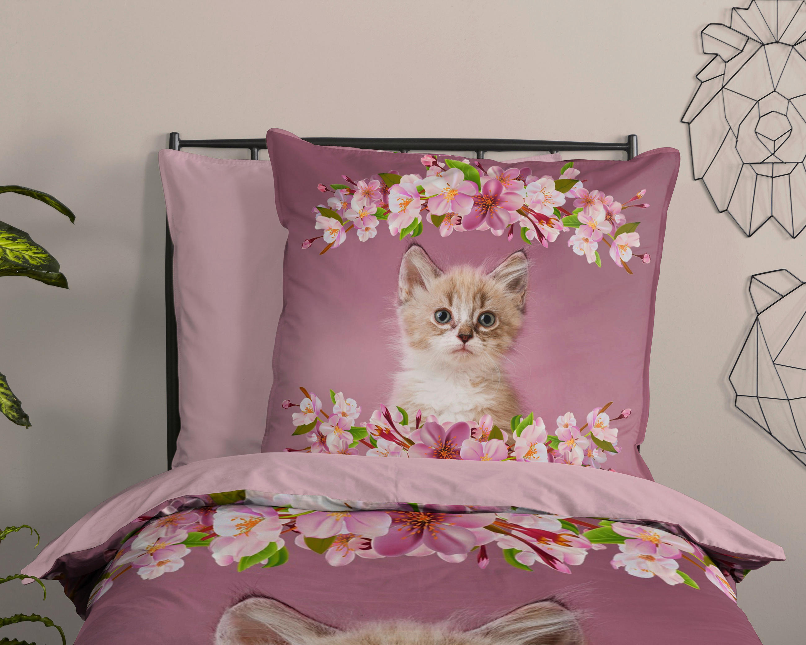 Thumbnail - Baumwoll Bettwäsche Look pink Baumwolle B/L: ca. 135x200 cm