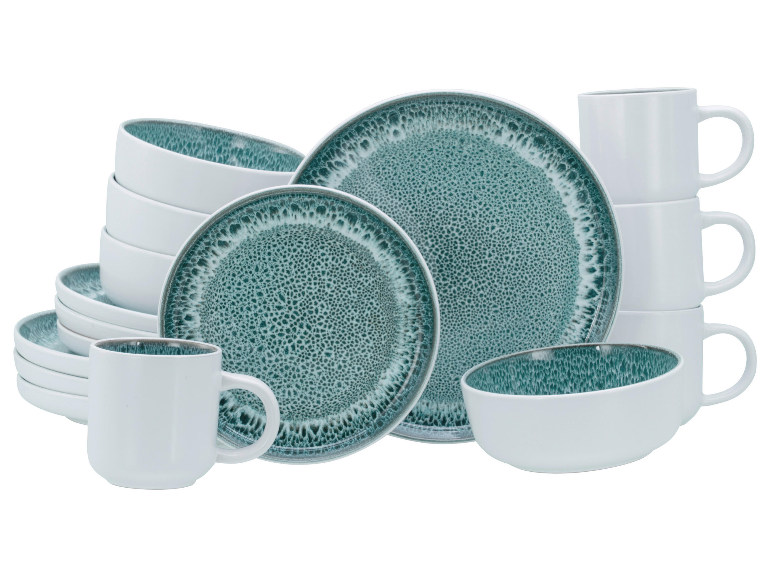 CreaTable Kombiservice Nordic Fjord eisblau Steinzeug 16 tlg.