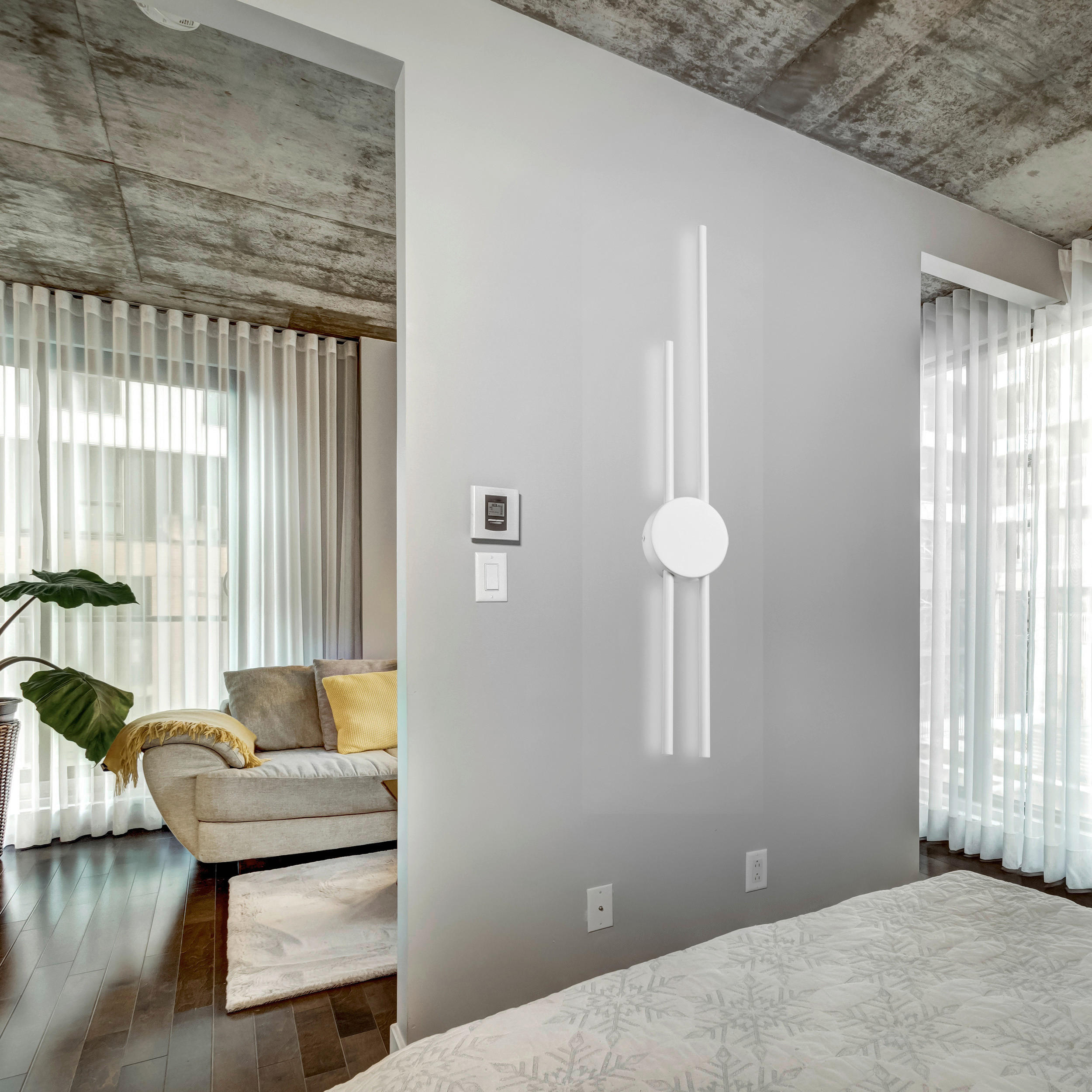 Thumbnail - Lamkur LED-Wandleuchte weiß PVC Holz B/H/L: ca. 12x80x12 cm