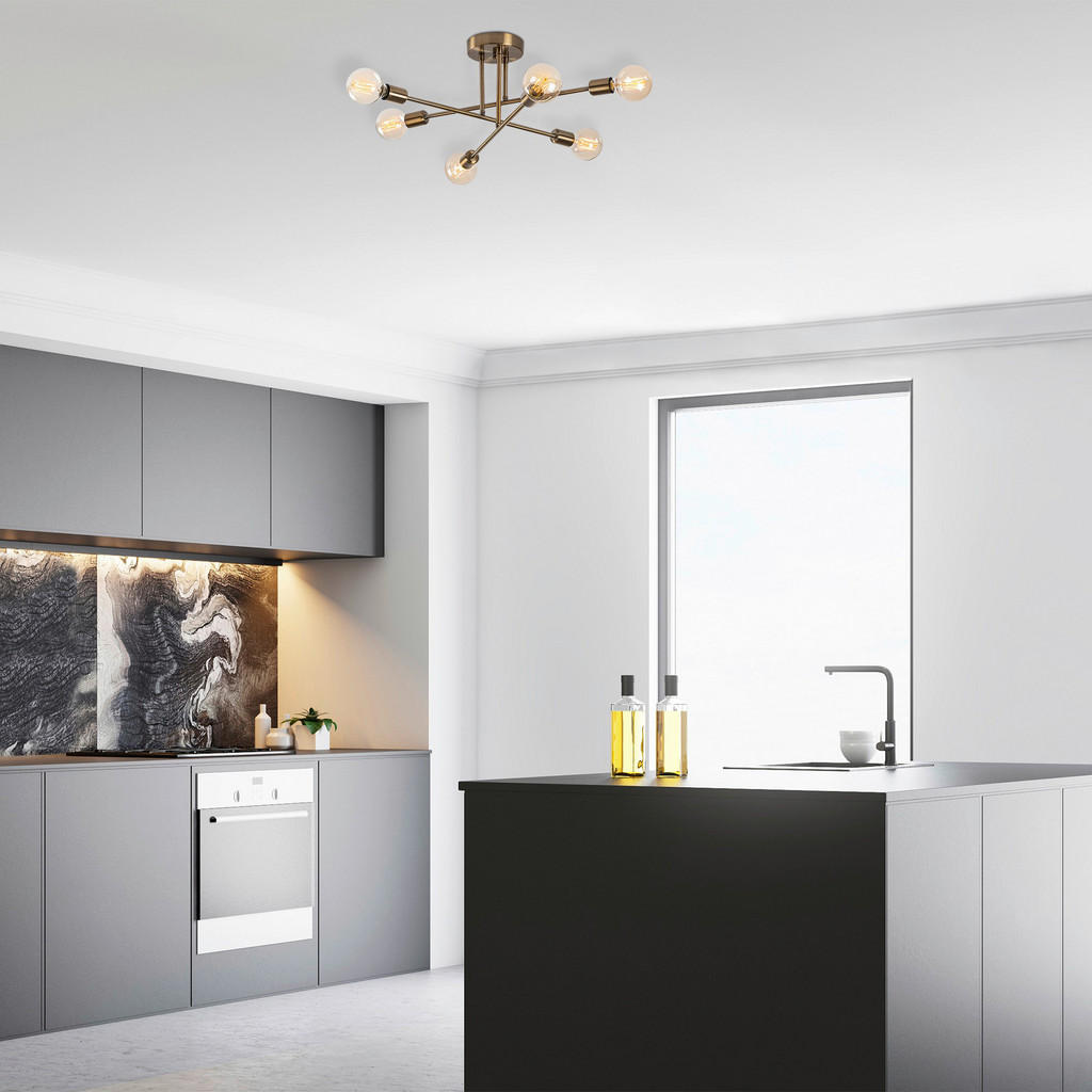 Thumbnail - Opviq Deckenleuchte Flower bronze Metall B/H/T/L/D: ca. 64x30x64x64x64 cm E27 6 Brennstellen