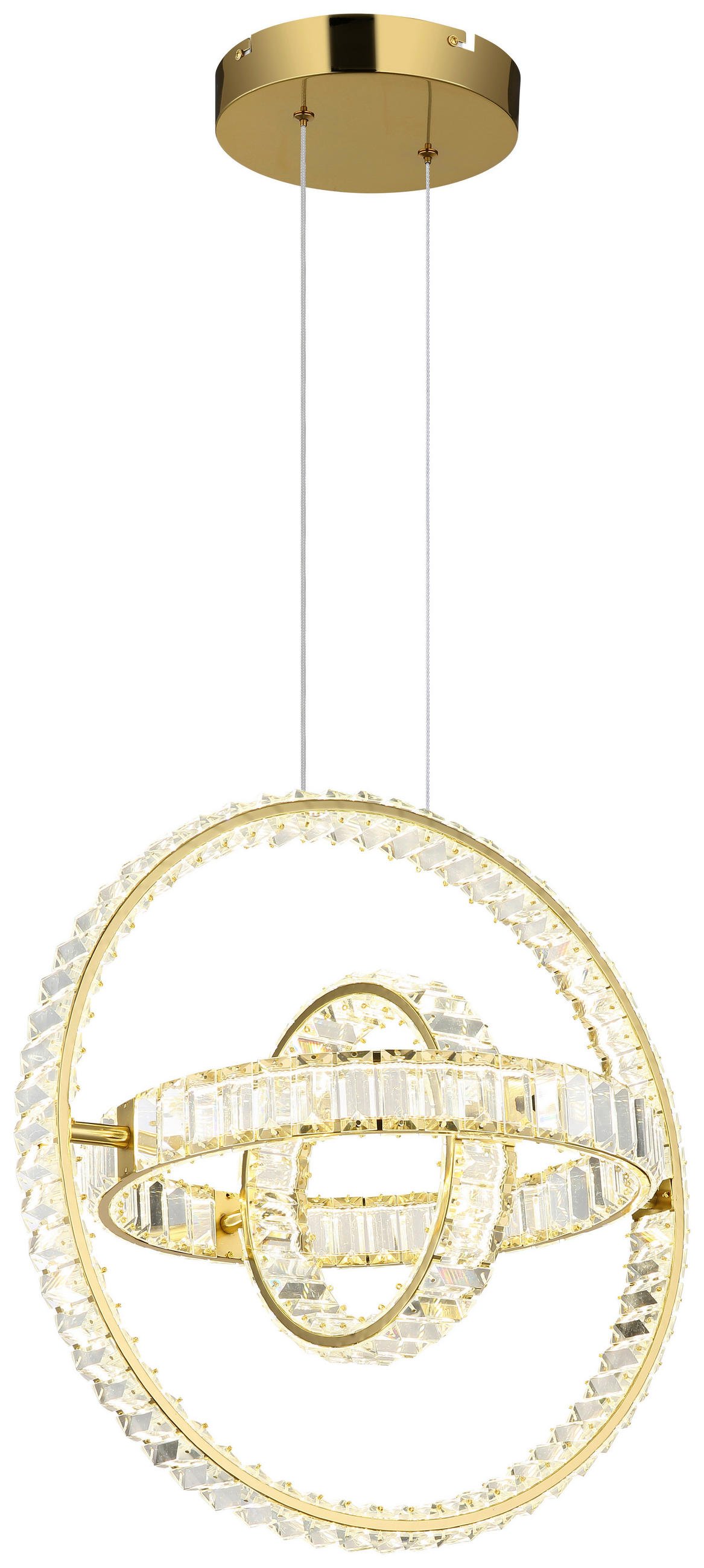 GLOBO LED-Pendelleuchte NEIL 67339-115G klar gold Edelstahl Metall B/H/L: ca. 40x130x50 cm 1.0 Brennstellen