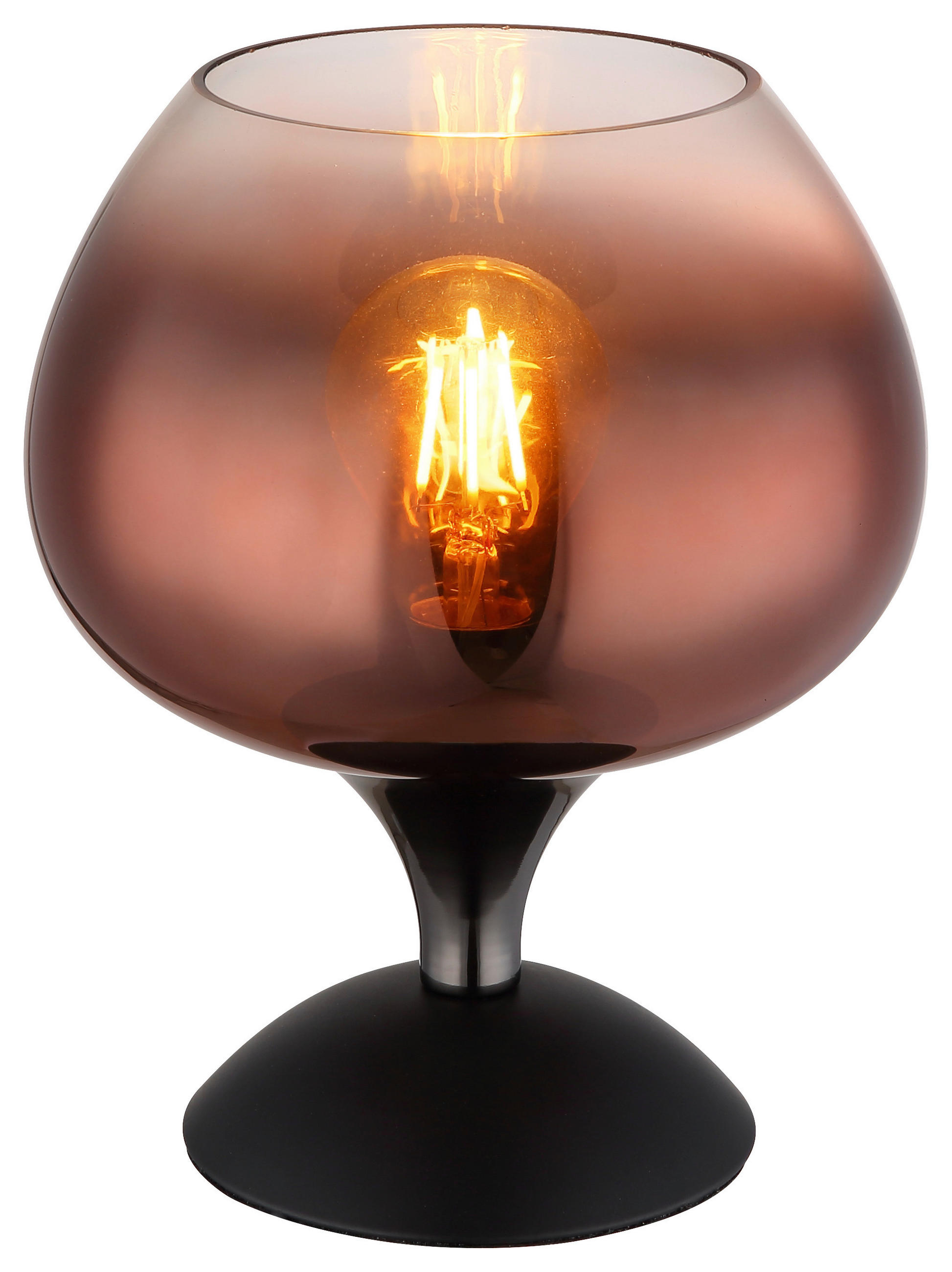 GLOBO Tischleuchte schwarz Kupfer Glas Metall H/D: ca. 20,5x15 cm E27 1 Brennstellen