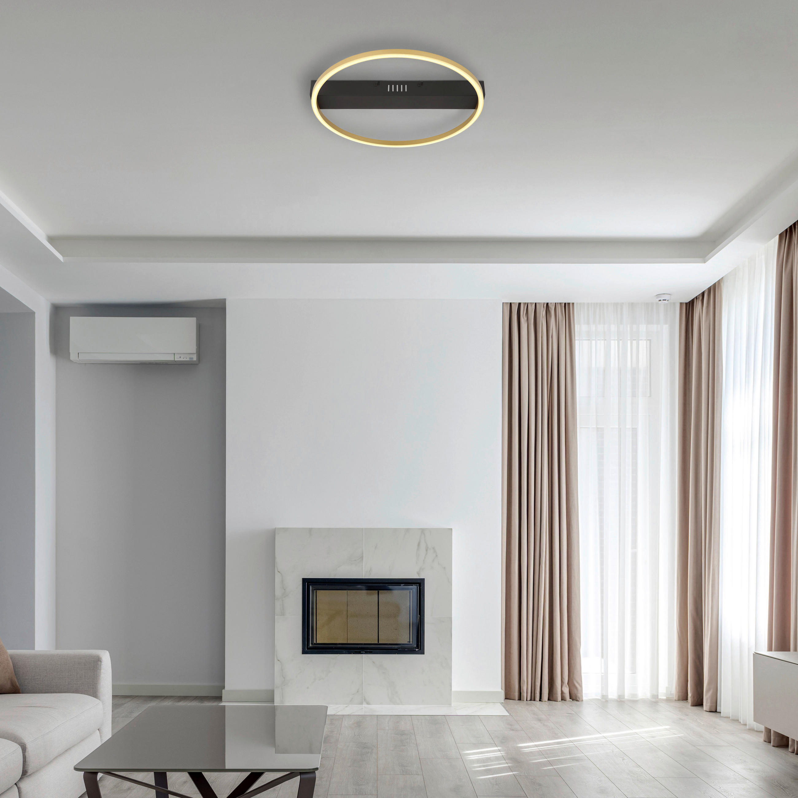 Thumbnail - GLOBO Deckenleuchte gold Opal schwarz Metall Acryl B/H/L: ca. 39,4x5,3x40 cm 1 Brennstellen